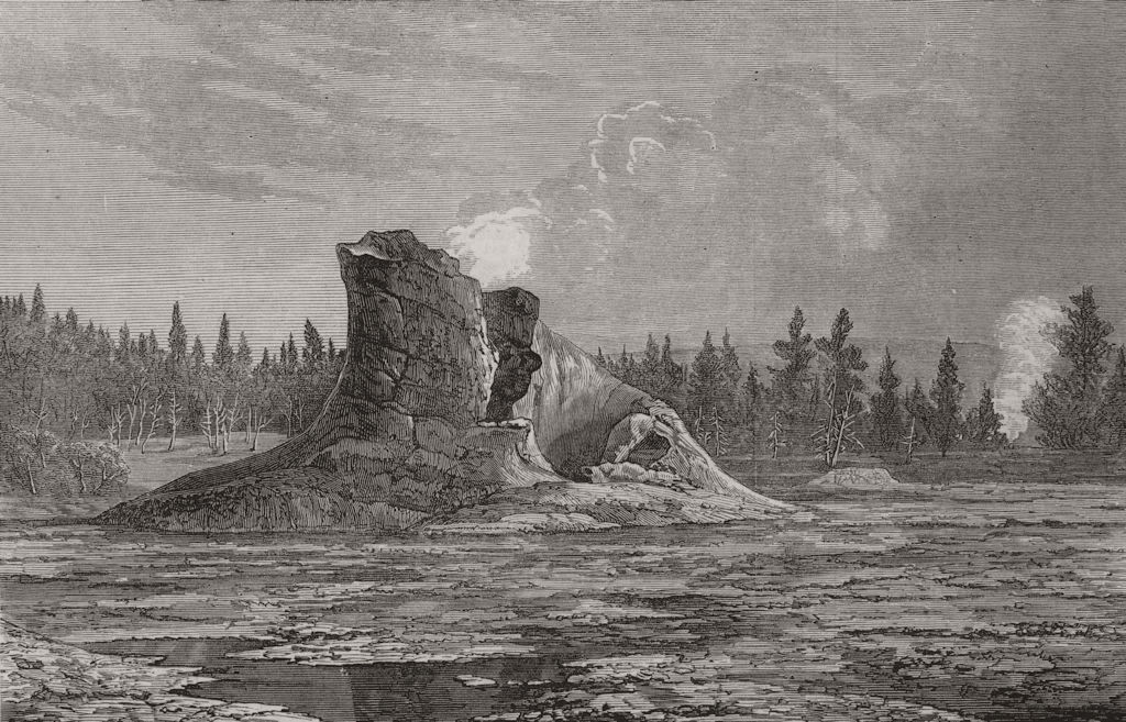 Associate Product YELLOWSTONE. Washburn-Langford-Doane Expedition. The Giant Geyser. Wyoming 1873