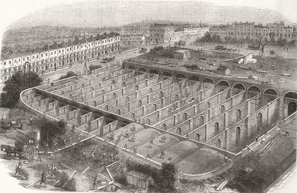 PENTONVILLE. Service reservoir of the new river company, Claremont Square 1865
