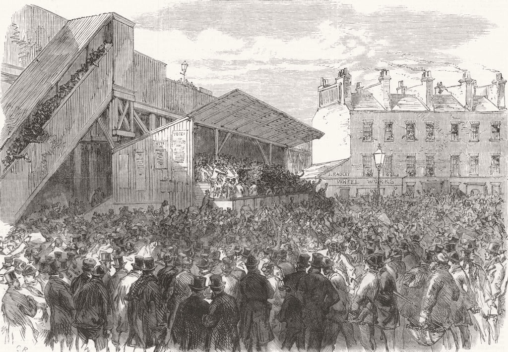LONDON. Nomination at the Southwark Election 1870 old antique print picture