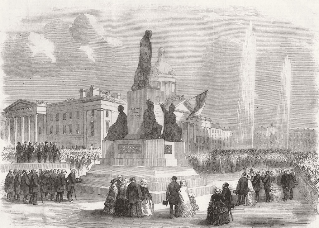 MANCHESTER. Inauguration of the Wellington Memorial 1856 old antique print