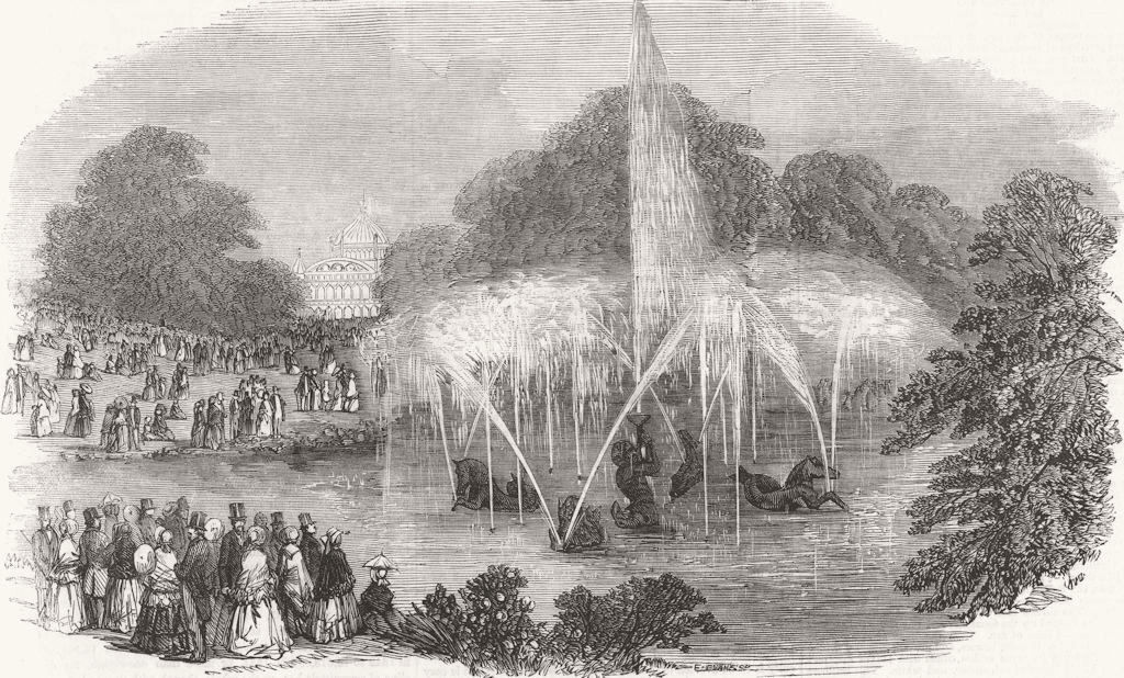 STAFFORDSHIRE. The Neptune Fountain 1856 old antique vintage print picture