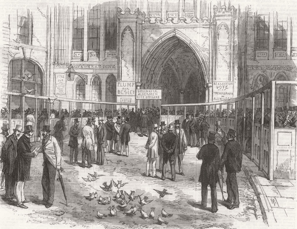 LONDON. registration of the Livery in Guildhall Yard 1869 old antique print