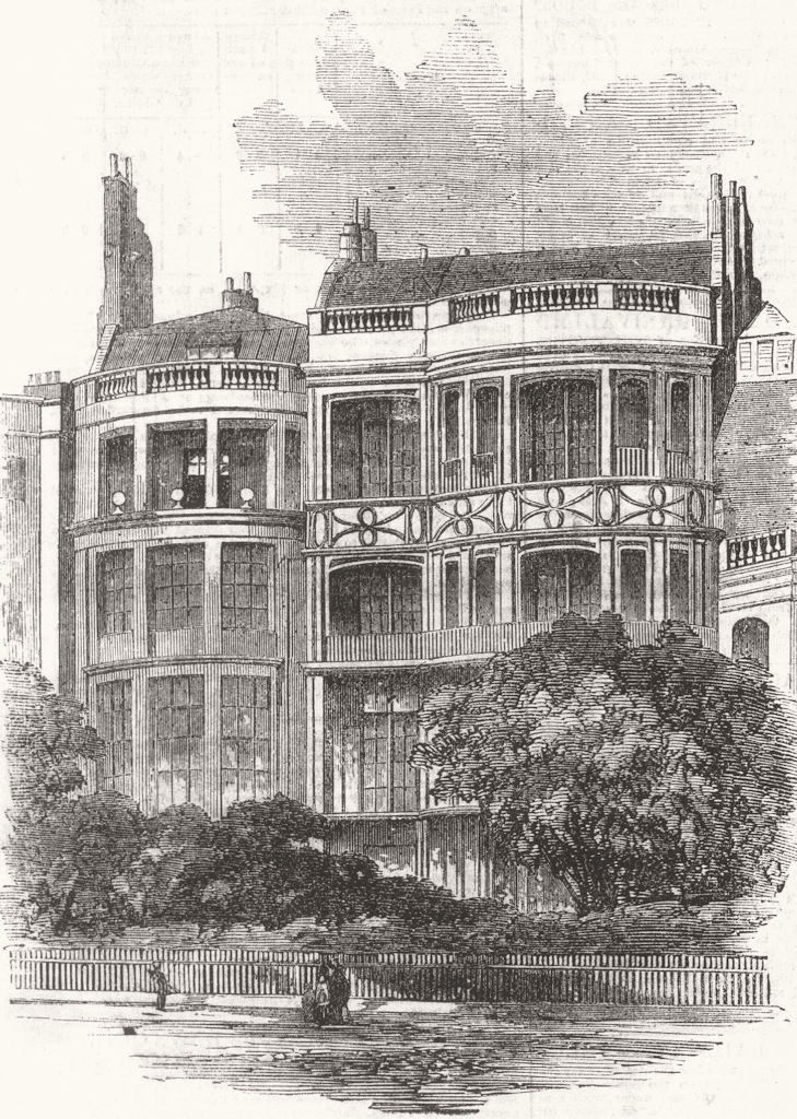 Associate Product LONDON. Residence of the late Mr. Rogers, 22, St. James's Place-Park front 1855