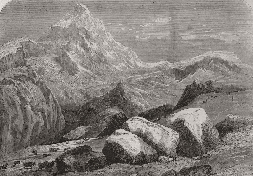 VAL TOURNANCHE. Mont Cervino (or Matterhorn) from above Gumont. Italy 1858