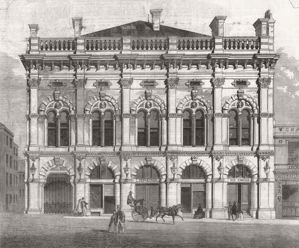 Associate Product LIVERPOOL. The new Prince Of Wales's Theatre, Lime Street 1866 old print