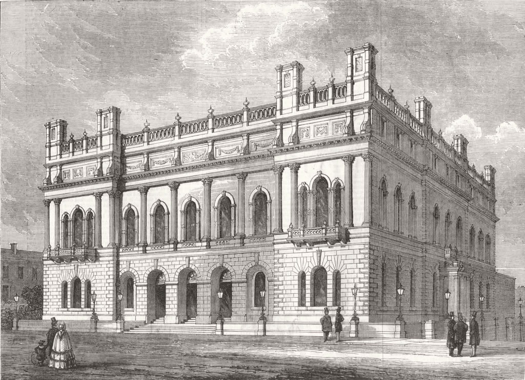 BLACKBURN. The new Townhall. Lancashire 1857 old antique vintage print picture