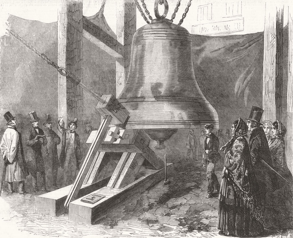 BIG BEN. Experiment hammer upon Great Bell Westminster Clock. London 1856