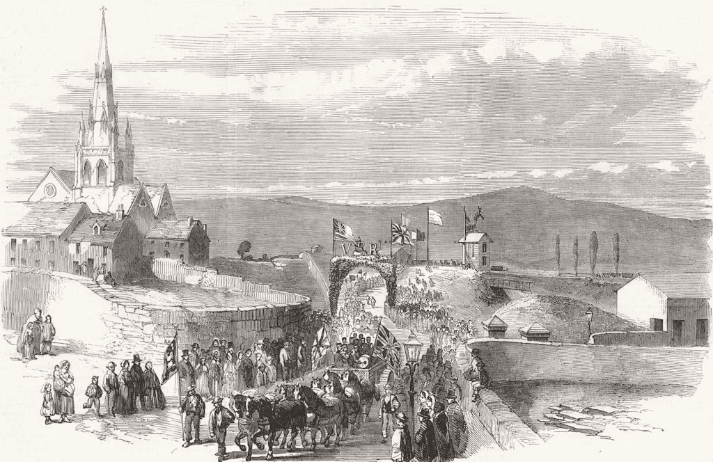 YORKSHIRE. The Procession entering the Regent-Street Station 1857 old print