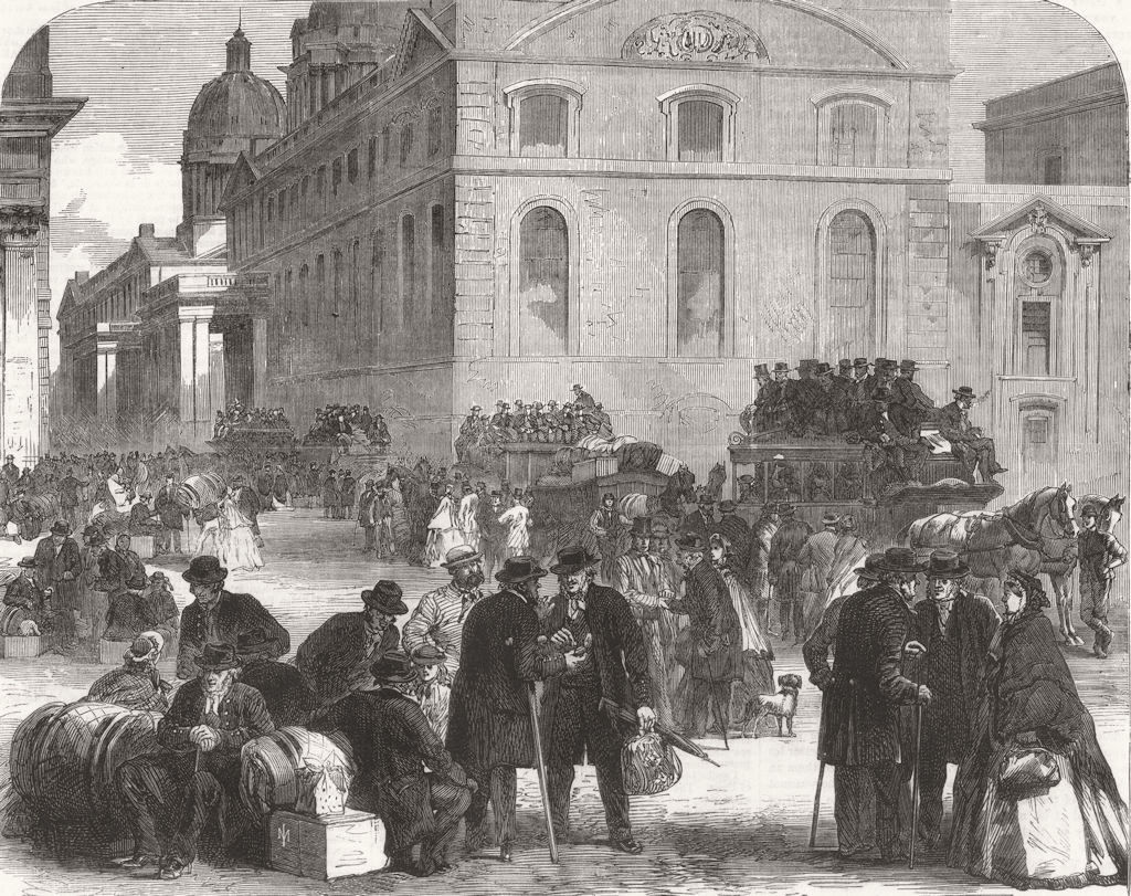 LONDON. Old pensioners leaving Greenwich hospital 1865 antique print