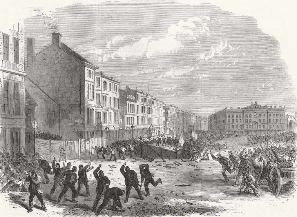 NOTTINGHAM. The Election riot in the Great Market-Place. Nottinghamshire 1865
