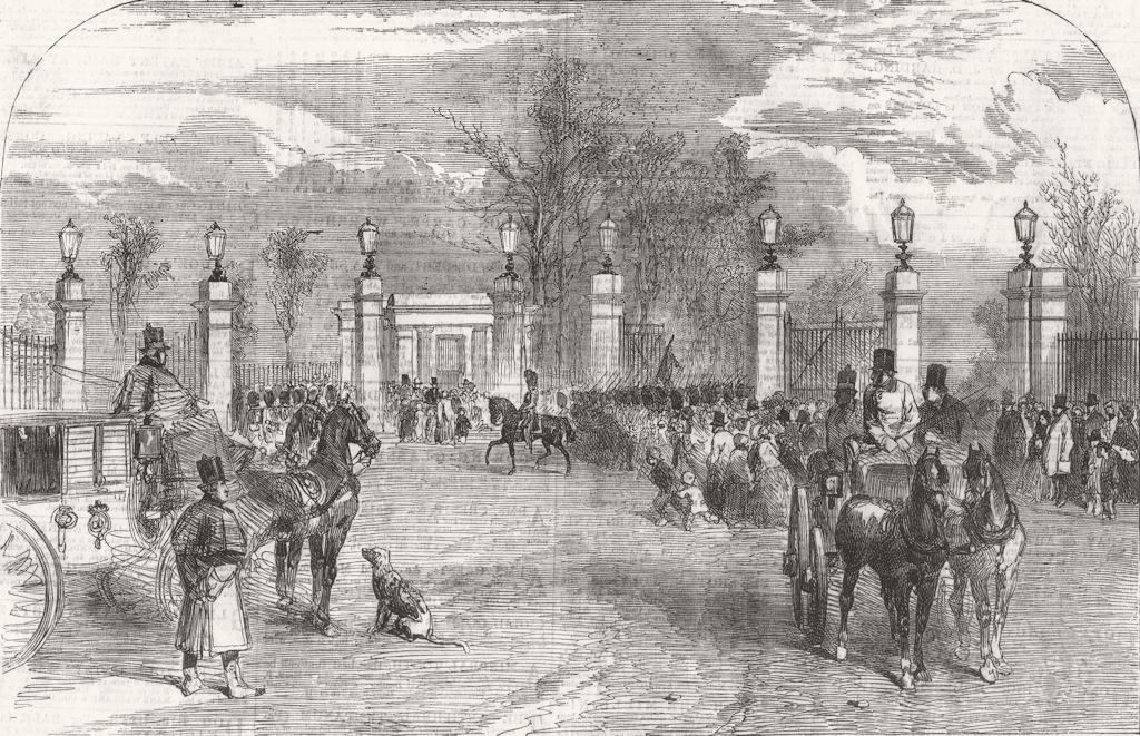 ST. JAMES'S PARK. New Buckingham-Gate. London 1857 old antique print picture