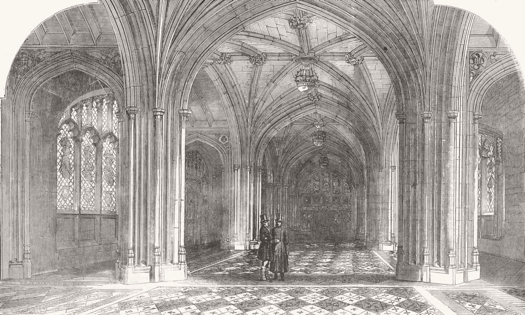 HOUSE OF LORDS. The peers' private entrance 1857 old antique print picture