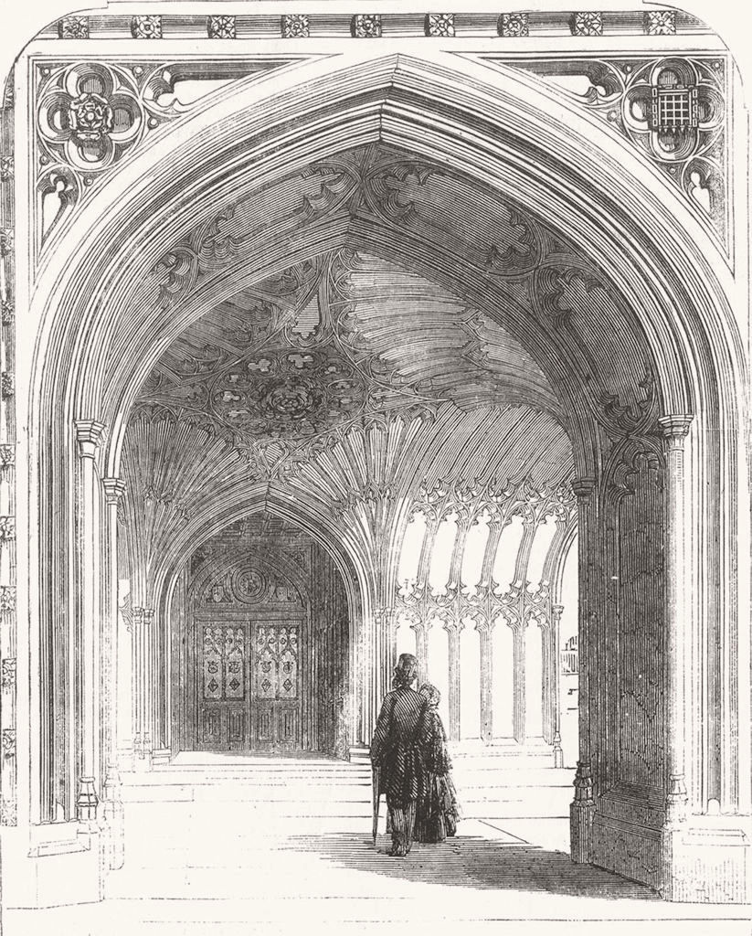 LONDON. Palace of Westminster. The Peers' Porch 1857 old antique print picture