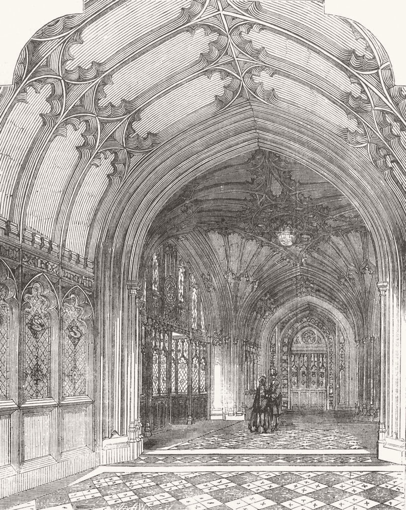 LONDON. Palace of Westminster. Entrance Hall 1857 old antique print picture