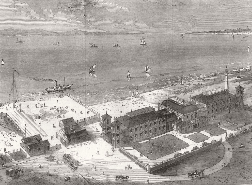 SOUTHSEA. New Baths and Assembly-Rooms. Hampshire 1871 old antique print
