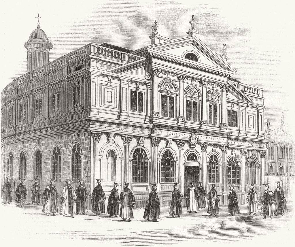 OXFORD. Exterior of the University Theatre. Oxfordshire 1845 old antique print