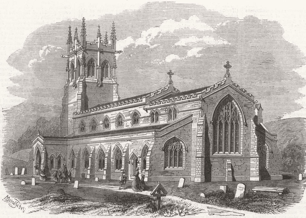 WENSLEYDALE. Aysgarth Church. Yorkshire 1866 old antique vintage print picture
