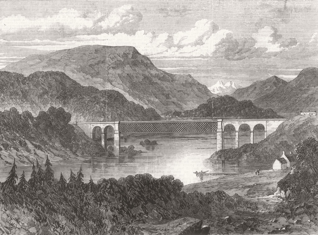 SCOTLAND. Oykel Viaduct, Sutherland Railway 1866 old antique print picture
