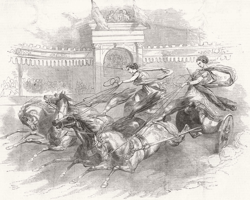 LONDON. Battys National Hippodrome, Kensington 1851 old antique print picture