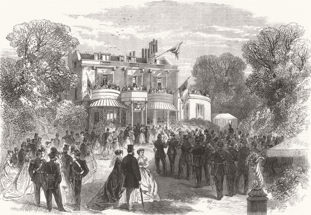 HIGHGATE. Reception of Belgian Volunteers by Burdett Coutts at Holly Lodge 1867