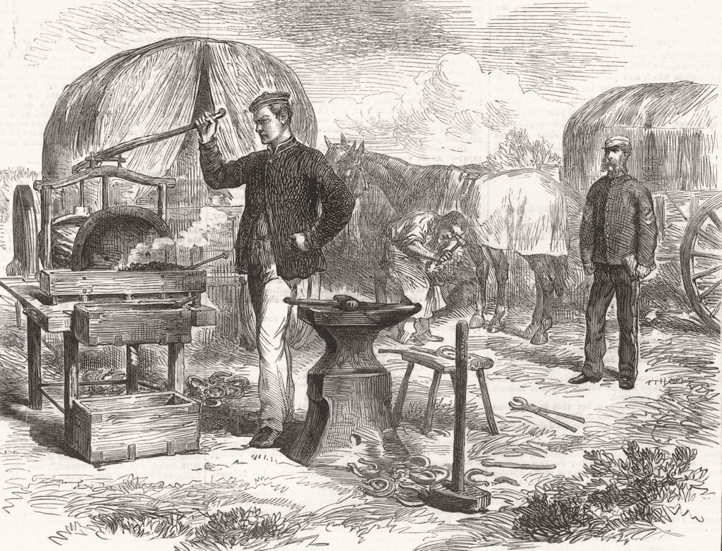 Associate Product MILITARIA. The Autumn Campaign. The forge, Army Service Corps 1872 old print