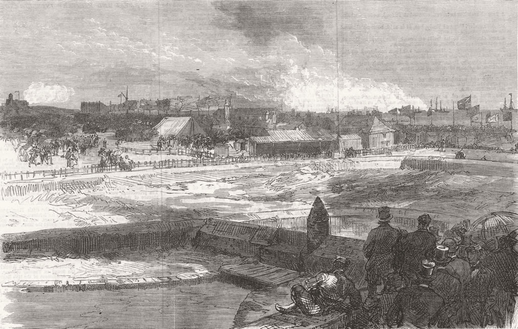 Associate Product HAMPSHIRE. The Naval Review. Gun-boat attack on Southsea Castle 1867 old print