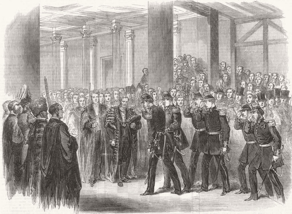 Associate Product LONDON. Reception of the Belgians by the Lord Mayor at Guildhall 1867 print