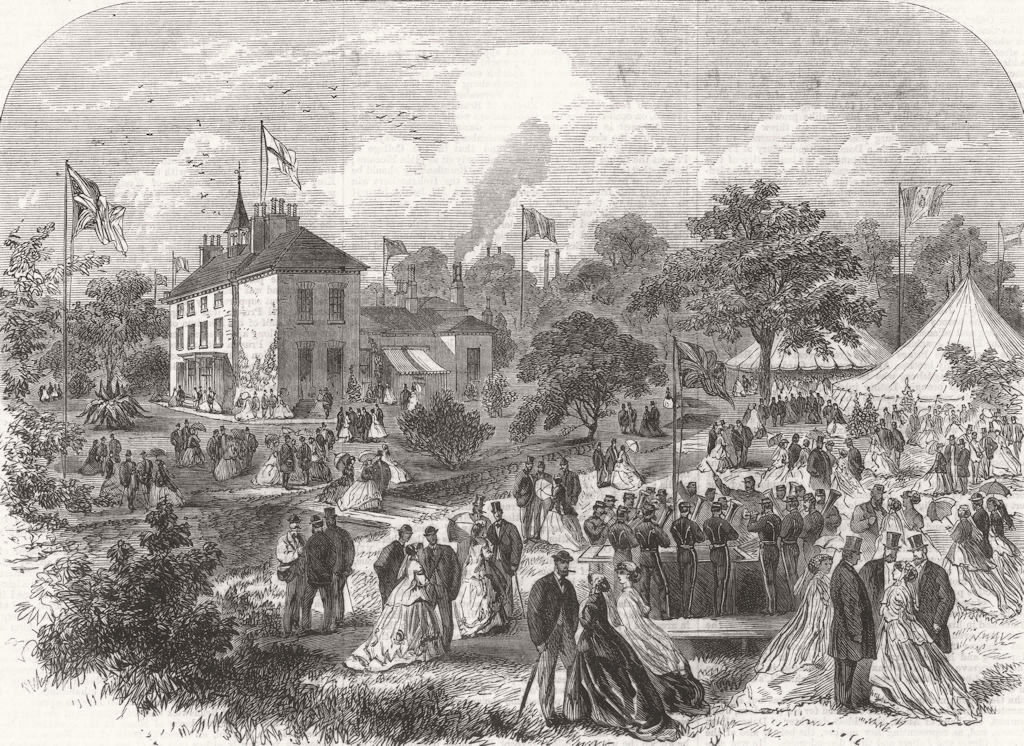 NOTTINGHAM. Visit of the British Association of Science to Basford Park 1866