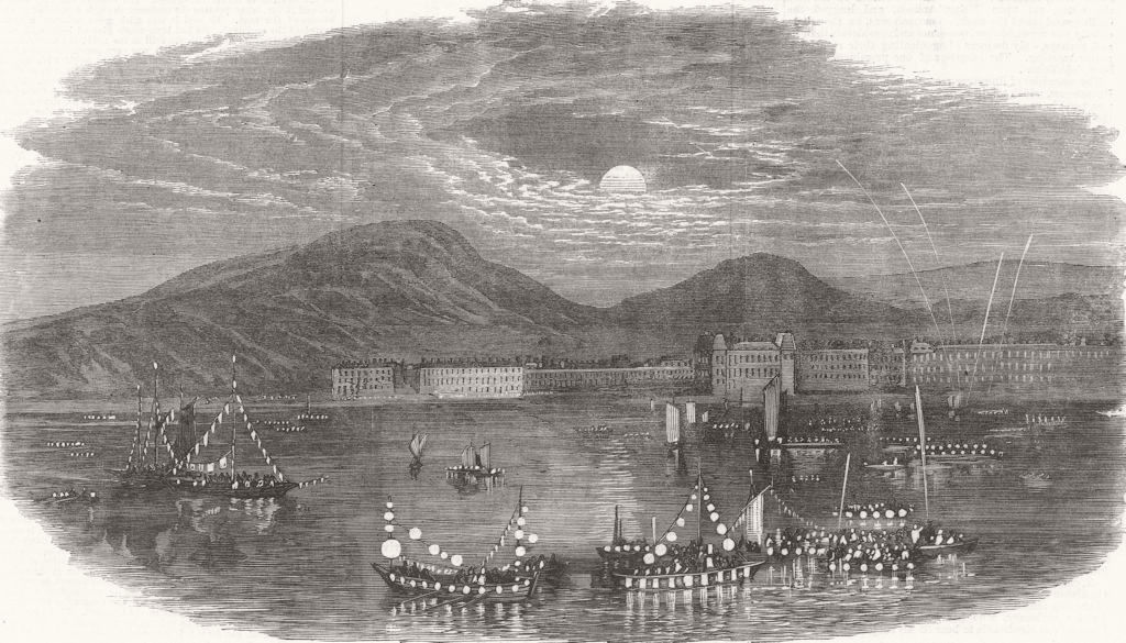 Associate Product WALES. The Olympic Festival at Llandudno. The Feast of Lanterns 1866 old print