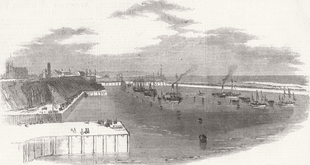 Associate Product DURHAM. Opening of the new docks at Sunderland-the marine procession 1850
