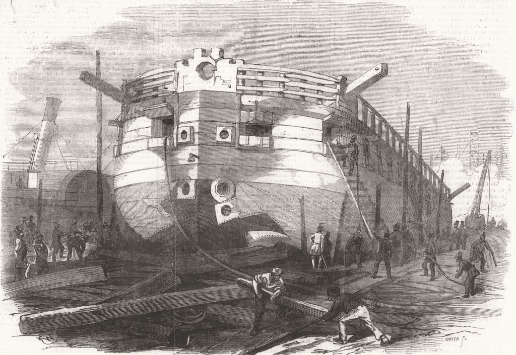 Associate Product MILLWALL. Remains of the floating battery Etna at Messrs. Scott Russell's 1855