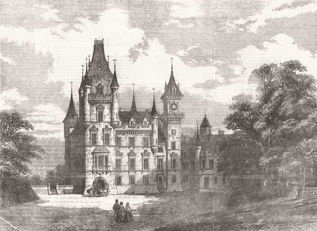 SCOTLAND. Dunrobin Castle 1855 old antique vintage print picture