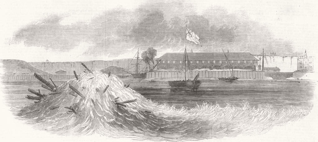 KENT. Explosion of the collier Brig Resolution wreck, in Gravesend reach 1852