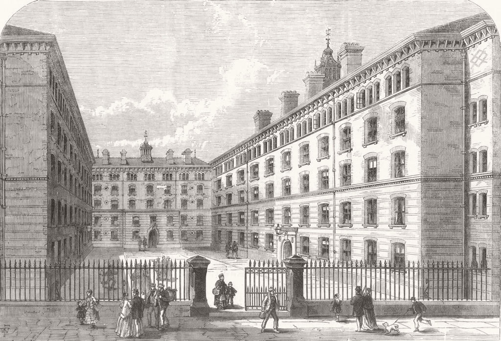 LONDON. Peabody-Square, Westminster, for the dwellings of the poor 1869 print