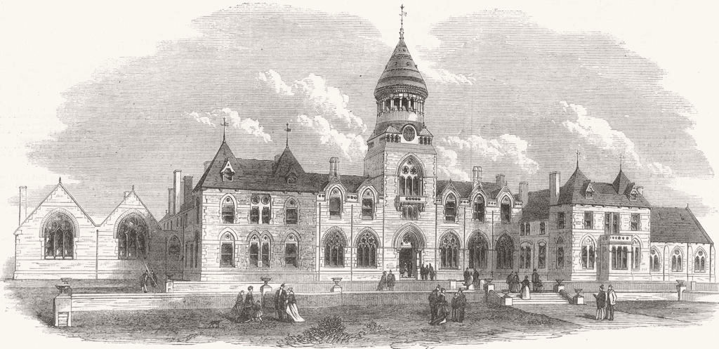 Associate Product LEEDS. Wesleyan Methodist College, Headingley 1869 old antique print picture