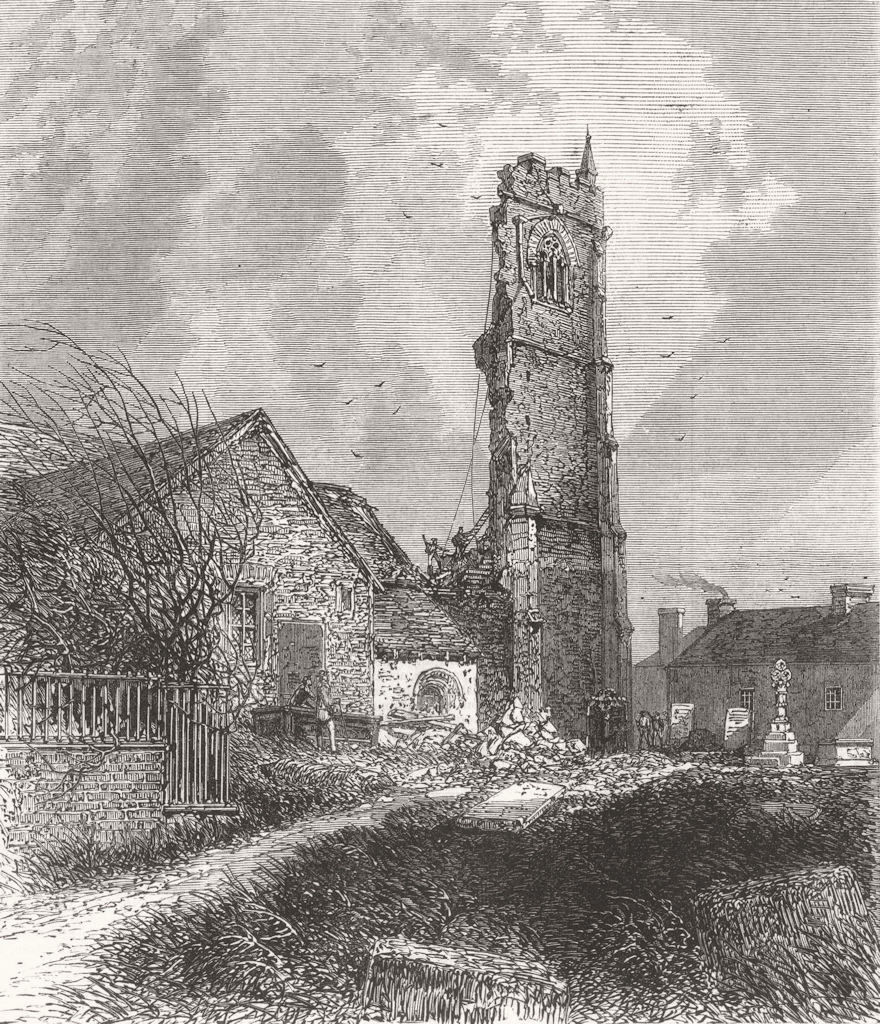CORNWALL. Ruins of the Tower of St. Issey Church 1869 old antique print