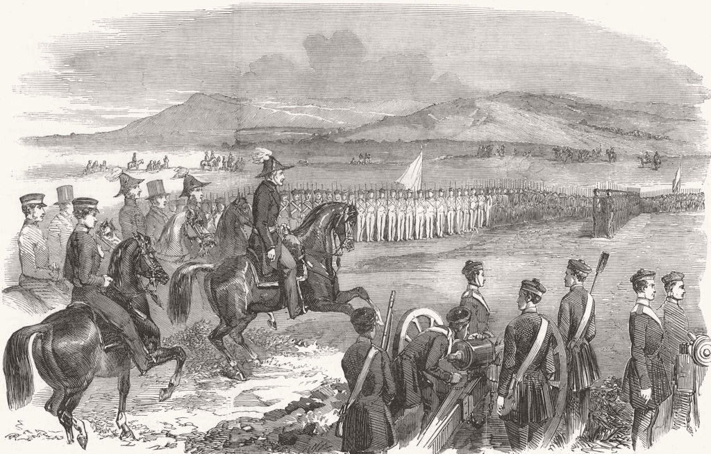 DEVON. Military exercise on Roborough Down 1853 old antique print picture