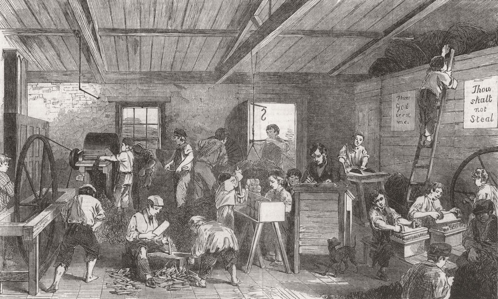 LONDON. Brook Street ragged school-the Work-room 1853 old antique print