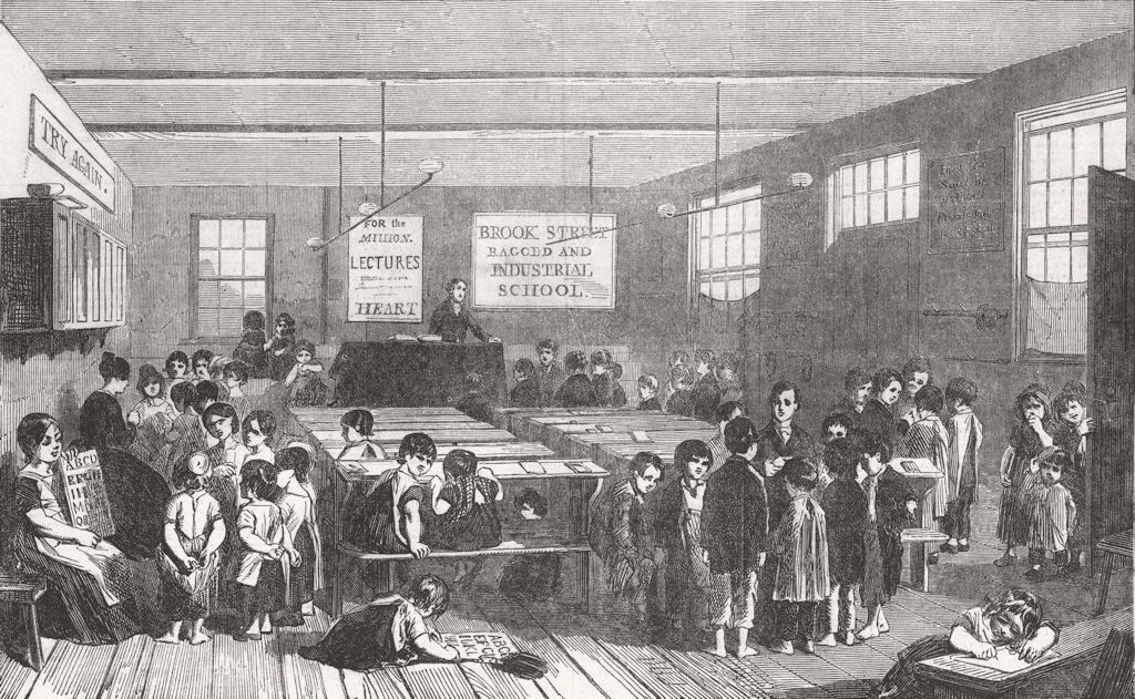 LONDON. Brook Street Ragged and Industrial School 1853 old antique print