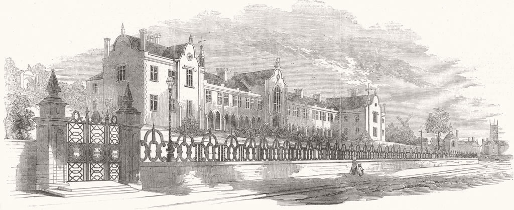 WOODBRIDGE. New Seckford Hospital. Suffolk 1853 old antique print picture