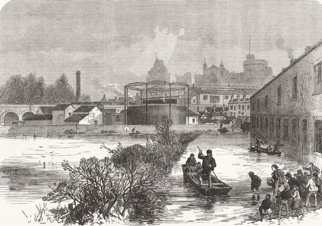 WINDSOR. The floods. Berkshire 1869 old antique vintage print picture