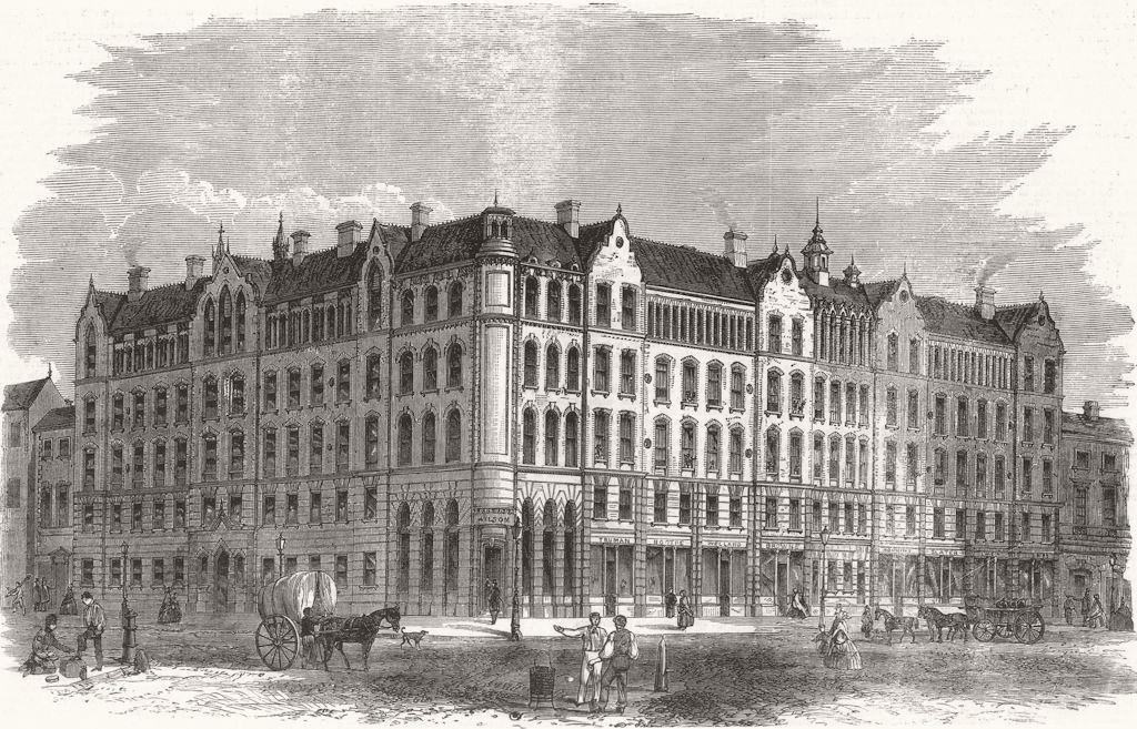SPITALFIELDS. Peabody social housing, Commercial-Street. London 1863 old print