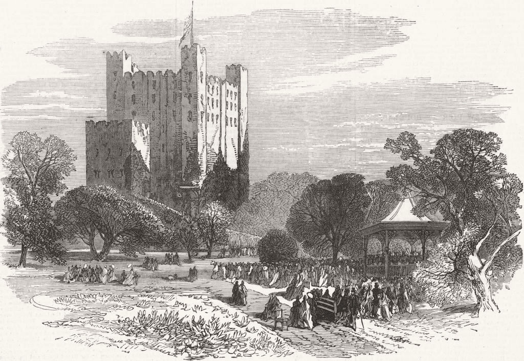 Associate Product KENT. Rochester Castle and the new public gardens 1872 old antique print
