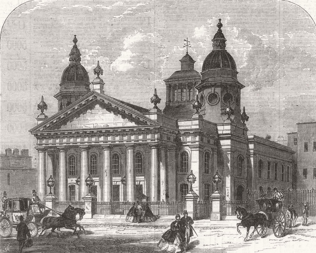 LONDON. Whitfield's Chapel, Tottenham Court Road, lately rebuilt 1865 print