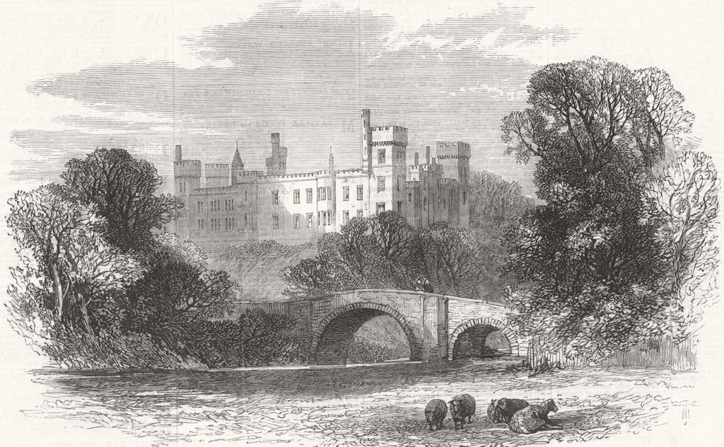 IRELAND. Lismore Castle, visited by Prince Arthur 1869 old antique print