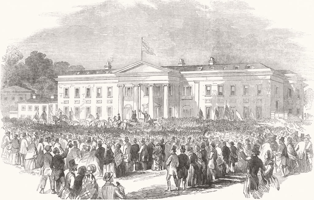 WALES. Fete at Kinmel Park-presentation to W. H. Hughes Esq 1853 old print