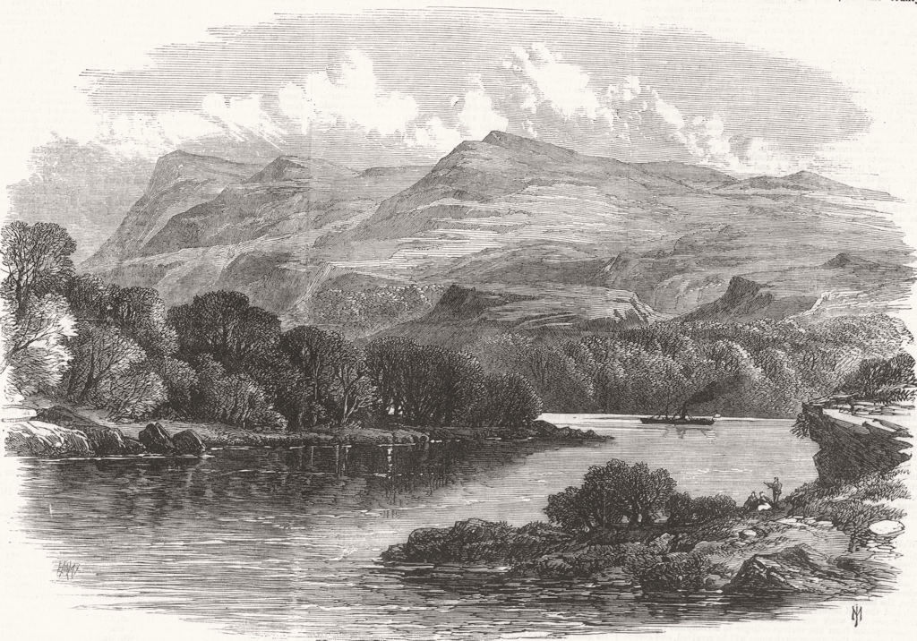 IRELAND. The windings of Lough Erne 1869 old antique vintage print picture