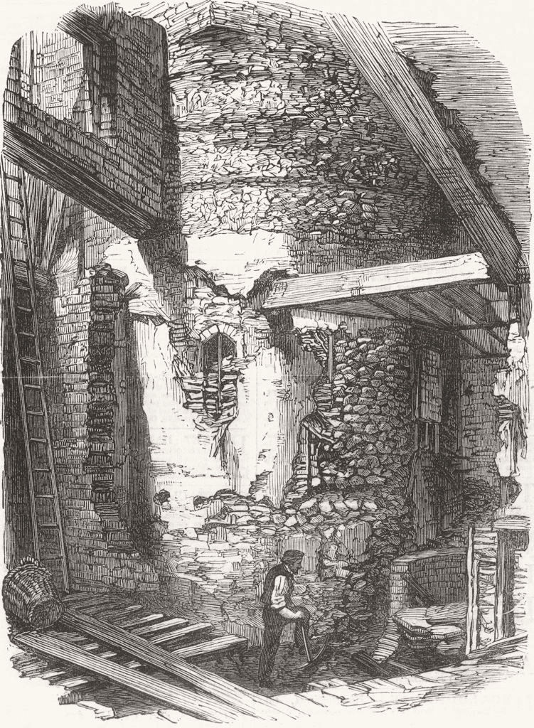 WALLS OF LONDON. Tower discovered in Castle-Street, Falcon-Square 1865 print