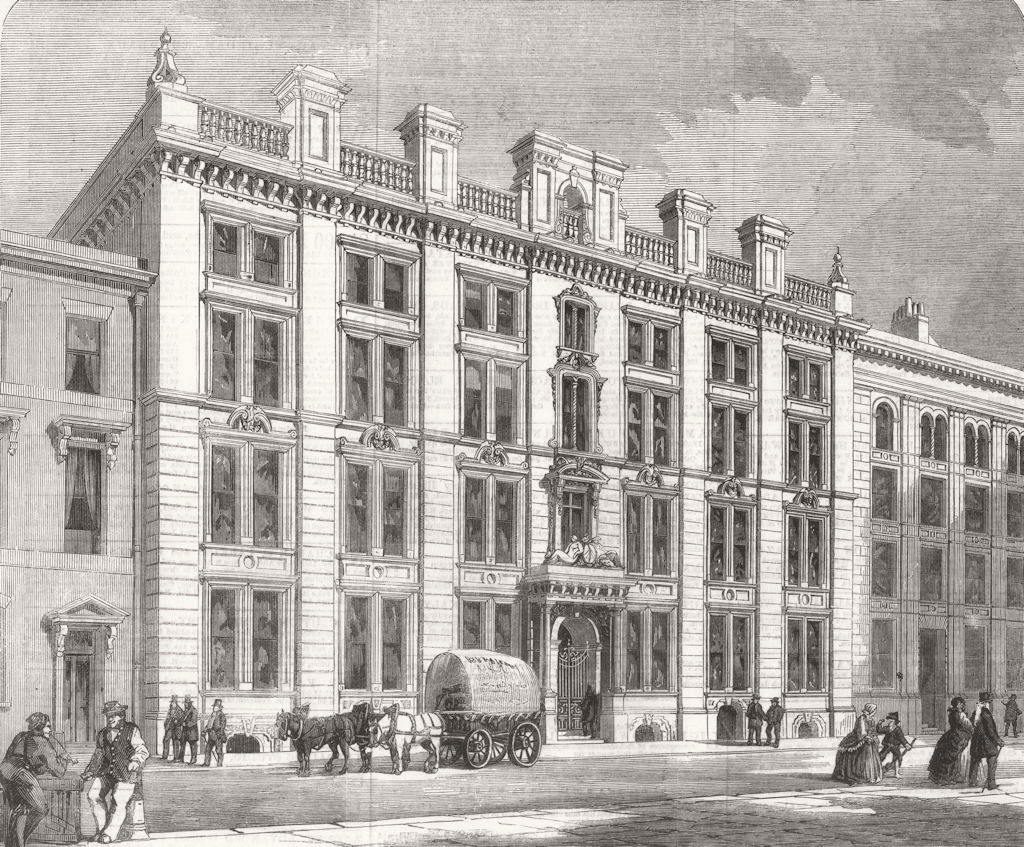 LONDON. Offices and sale rooms in Mincing-Lane, City 1860 old antique print