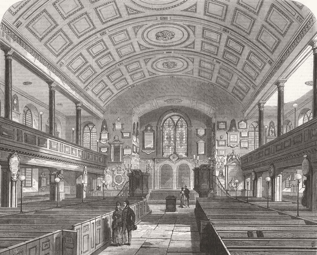 LONDON. Kensington Old Church 1869 antique vintage print picture